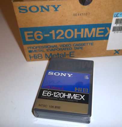 Set of(8)Packaged Sony E6-120HMEX tapes magnetic tapes SONY HI8 E6-120HMEX magnetic recording tape 